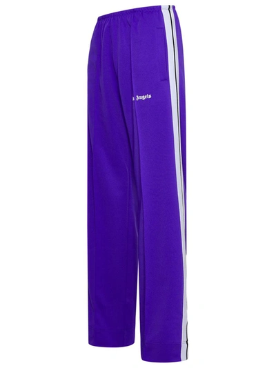 Shop Palm Angels Purple Polyester Track Pants In Violet