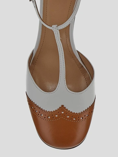 Shop Relac With Heel In <p>  Sandal In White And Tanleather With Closed Round Toe