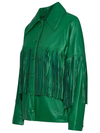 Shop Dancassab Taylor Green Leather Jacket
