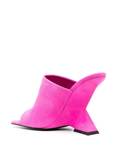 Shop Attico The  Cheope Suede Mules In Fuchsia