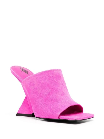 Shop Attico The  Cheope Suede Mules In Fuchsia