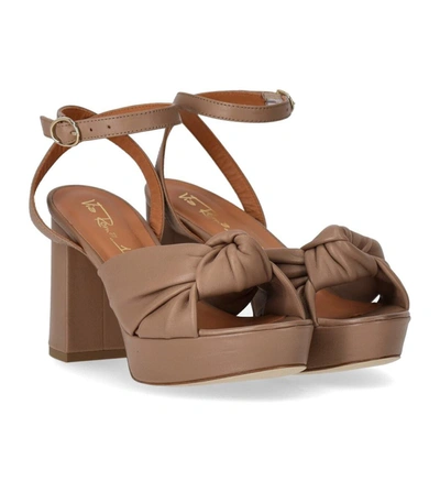 Shop Via Roma 15 Knot Taupe Heeled Sandal In Beige