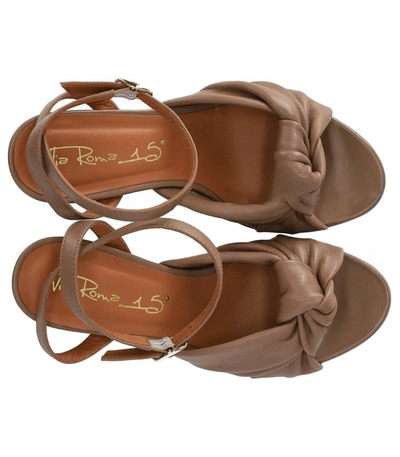 Shop Via Roma 15 Knot Taupe Heeled Sandal In Beige