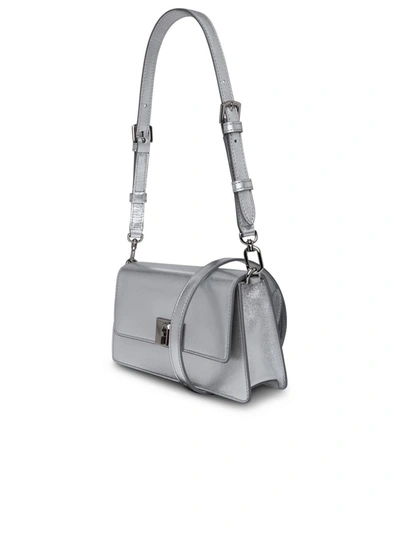 Shop Furla Zoe Mini Crossbody Bag In Silver Leather