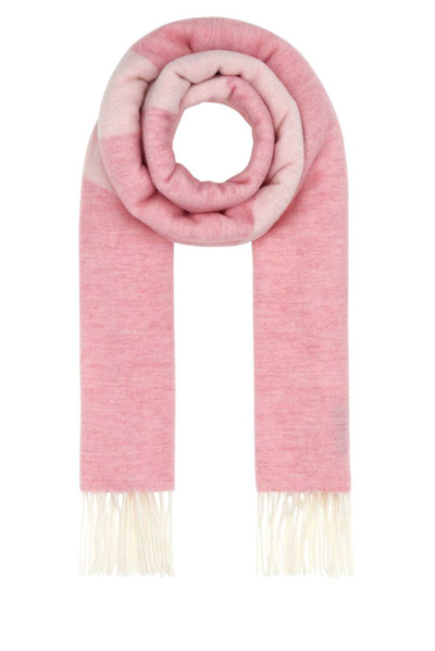 Shop Apc A.p.c. Logo Detailed Fringed Scarf In Pink