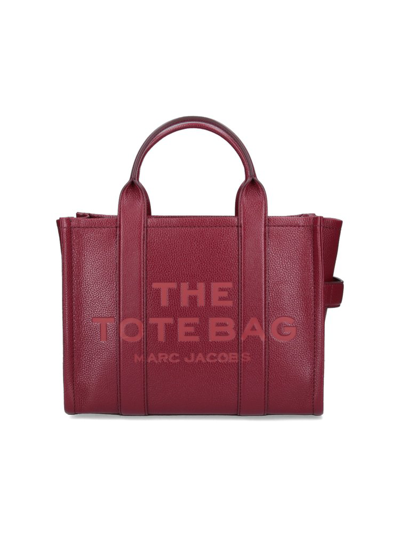 Shop Marc Jacobs The Tote Logo Debossed Medium Tote Bag In Red