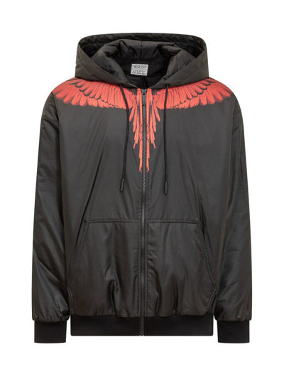 Shop Marcelo Burlon County Of Milan Icon Wings Printed Zipped Jacket In Black