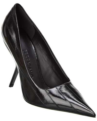 Shop Ferragamo Erica X5 Satin Pump In Black