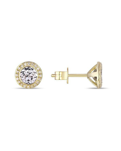 Shop Diana M. Fine Jewelry 14k 1.59 Ct. Tw. Diamond & White Topaz Halo Studs