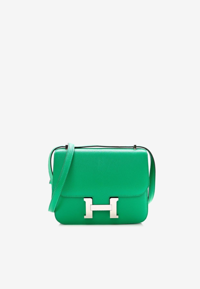 Pre-owned Hermes Constance 18 In Magnolia Chèvre Mysore With Palladium Hardware In Menthe