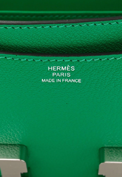 Pre-owned Hermes Constance 18 In Magnolia Chèvre Mysore With Palladium Hardware In Menthe