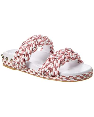 Shop Valentino Rope & Leather Sandal In White