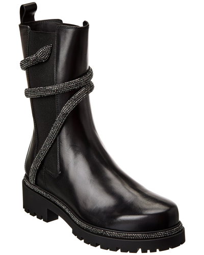 Shop René Caovilla Cleo Leather Combat Boot In Black