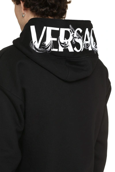 Shop Versace Full Zip Hoodie In Black