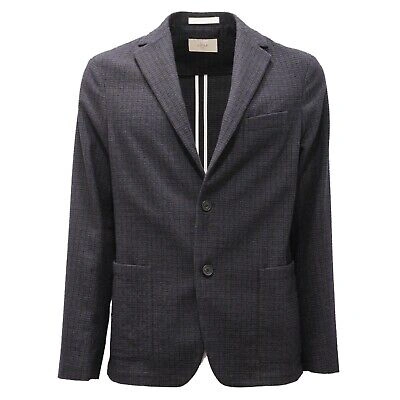 Pre-owned Altea 8600ah Giacca Uomo  Grey/blue Wool/cotton Checked Jacket Men