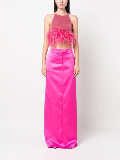 Shop Giuseppe Di Morabito Mid-rise Satin-finish Maxi Skirt In Pink