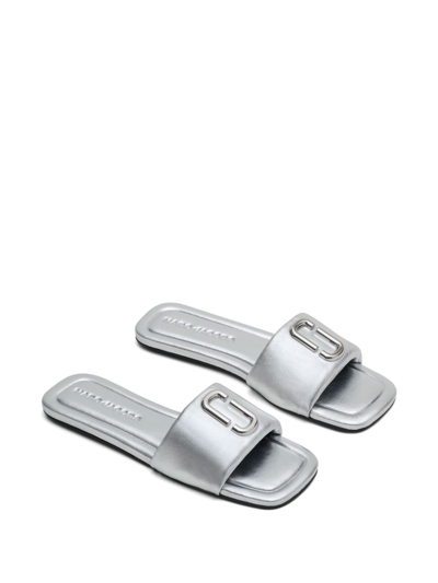 Shop Marc Jacobs The J Marc Metallic Sandals In Silver