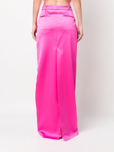 Shop Giuseppe Di Morabito Mid-rise Satin-finish Maxi Skirt In Pink