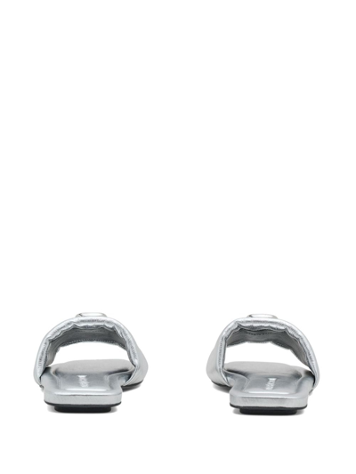 Marc Jacobs The J Marc Metallic Slide Sandals In Silver
