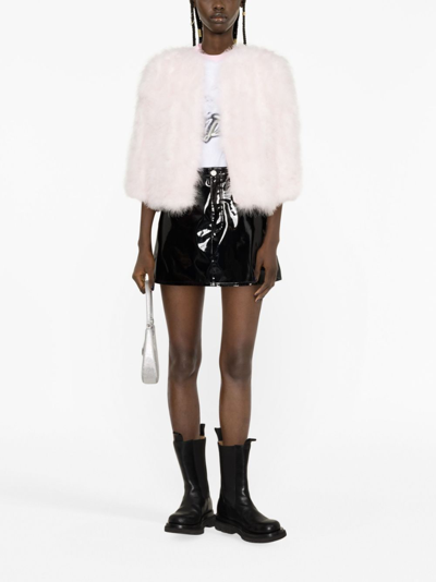 Yves Salomon Round-neck Open-front Jacket In Pink