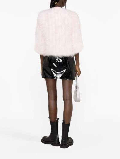 Yves Salomon Round-neck Open-front Jacket In Pink