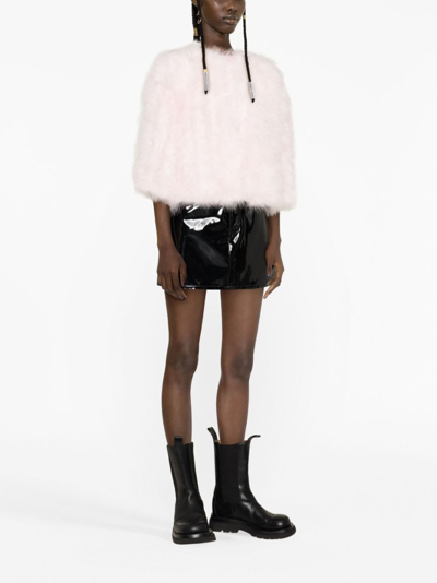 Yves Salomon Round-neck Open-front Jacket In Pink