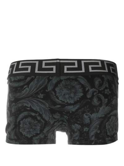 Shop Versace Barocco-print Boxer Briefs In Black