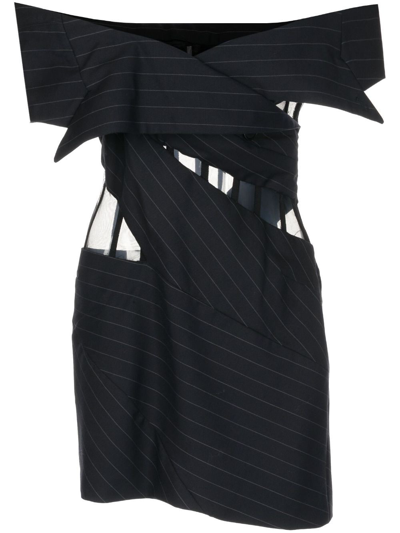 Shop Monse Off-shoulder Corsed-style Dress In Black