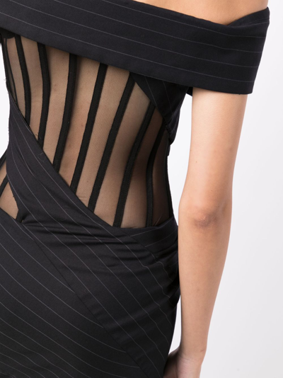 Shop Monse Off-shoulder Corsed-style Dress In Black
