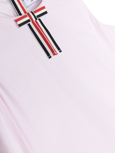 Shop Thom Browne Bow-detail Striped Sleeveless Dress In 680 Lt Pink
