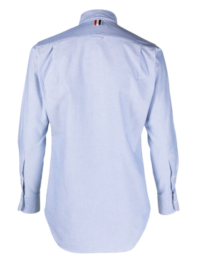Shop Thom Browne Button-up Cotton Shirt In Blue