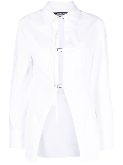 Shop Jacquemus La Chemise Lavoir Buckled Shirt In White