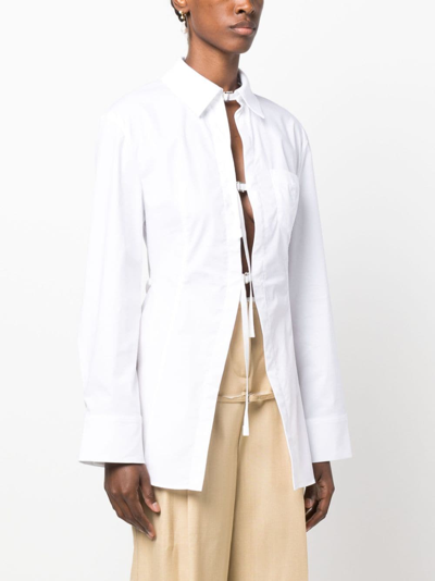 Shop Jacquemus La Chemise Lavoir Buckled Shirt In White