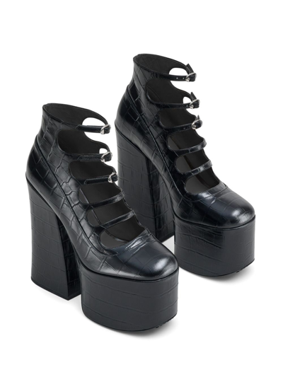 Marc Jacobs Kiki Croc-effect Leather Ankle Boots In Black