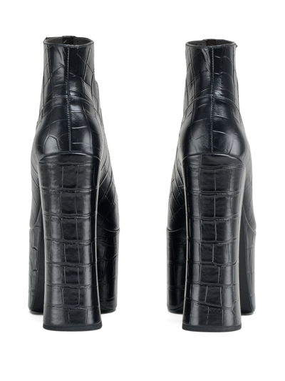Marc Jacobs Kiki Croc-effect Leather Ankle Boots In Black