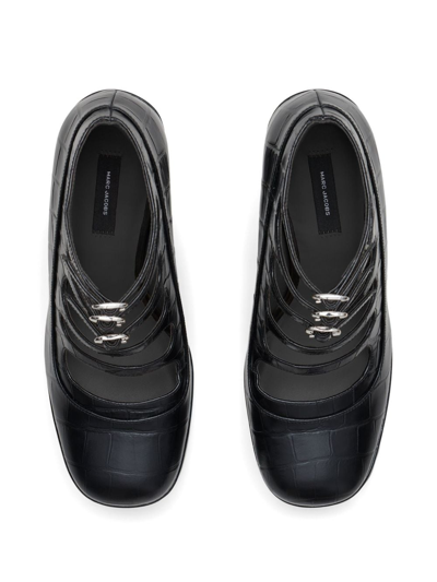 Marc Jacobs Kiki Croc-effect Leather Ankle Boots In Black
