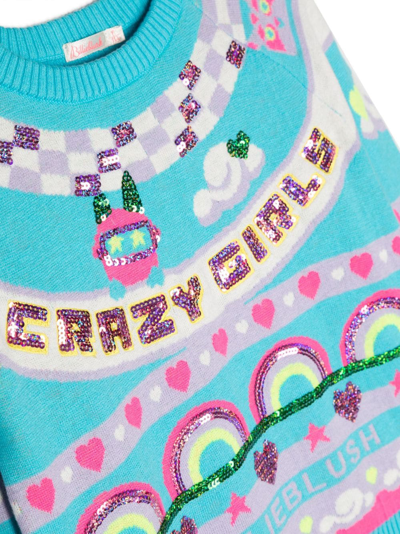 Shop Billieblush Crazy Girls Sequin-detail Jumper In Blue
