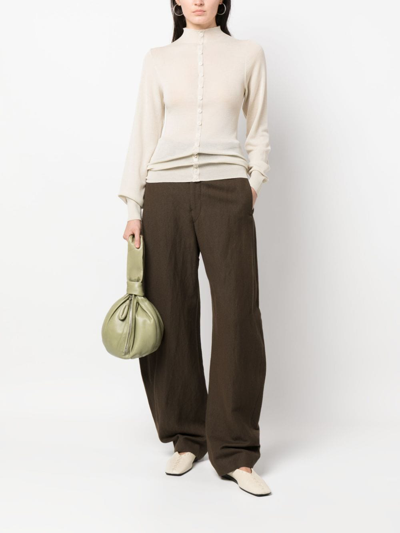 Shop Lemaire High-neck Wool Cardigan In Neutrals