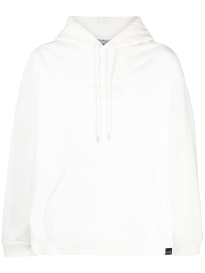 Shop Courrèges Slogan-embroidered Jersey Hoodie In White