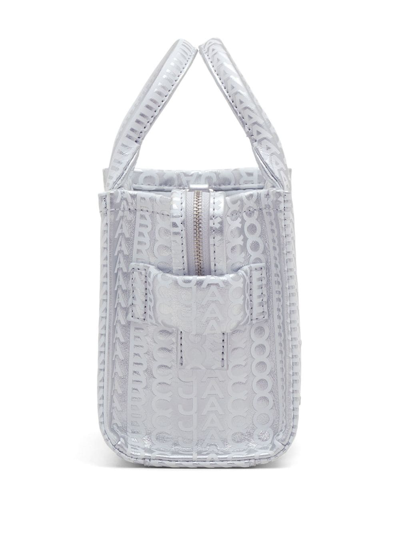 Marc Jacobs The Micro Monogram Metallic Tote Bag In Silver