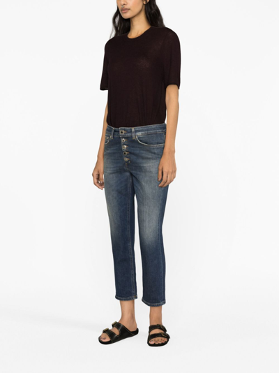 Shop Dondup Button-fly Cropped Jeans In Blue