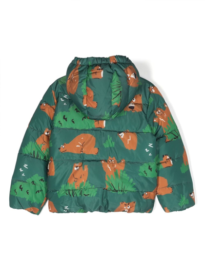 Shop Stella Mccartney Bear-pattern Padded Jacket In Green