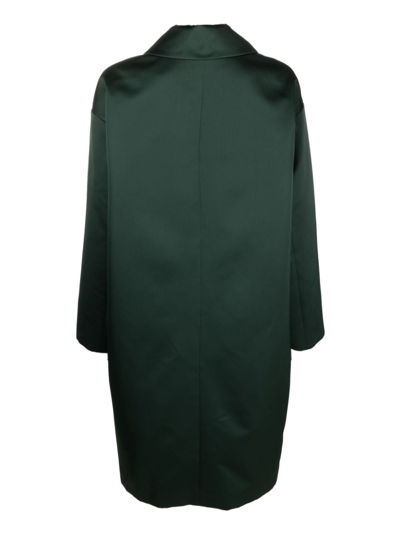 Shop Rochas Single-breasted Satin Coat In Green