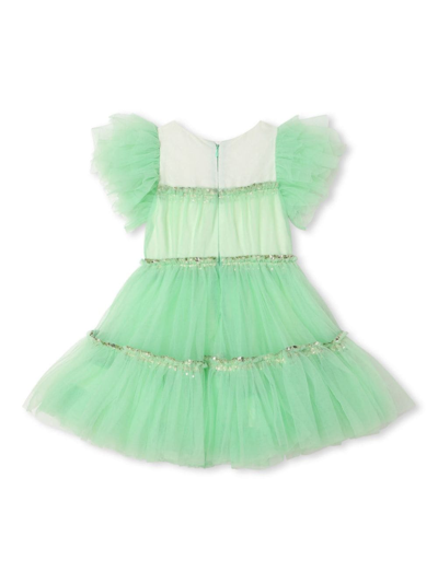 Billieblush Tulle-panels Short-sleeve Dress In Green