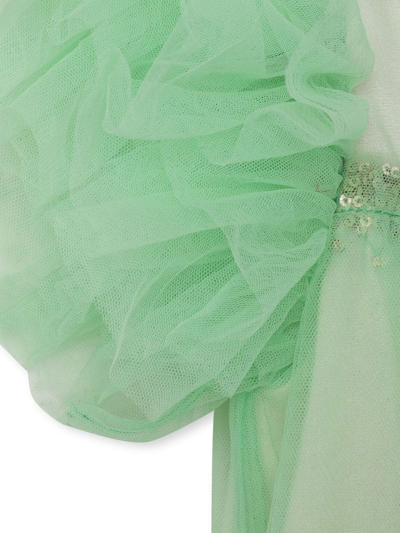 Billieblush Tulle-panels Short-sleeve Dress In Green