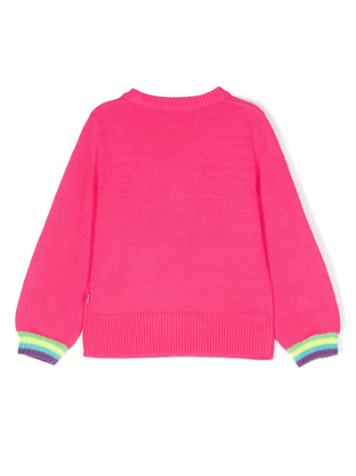 Shop Billieblush Graphic-embroidered Crew-neck Jumper In Pink