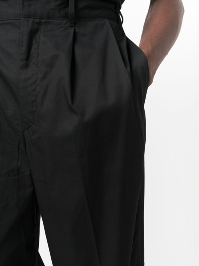 Shop Emporio Armani Pleat-detail Straight-leg Trousers In Black