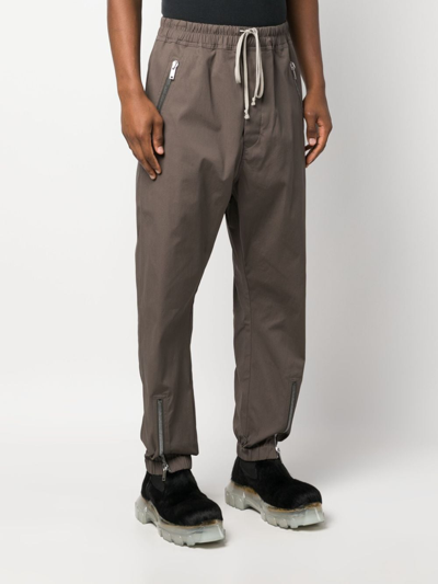 Shop Rick Owens Drawstring-waist Organic Cotton Trousers In Grey