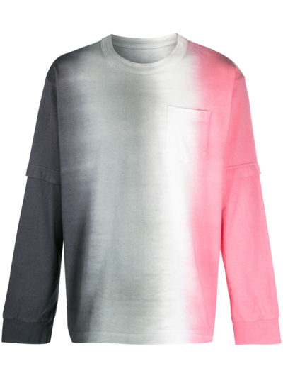 Shop Sacai Gradient-effect Cotton Sweatshirt In Grey