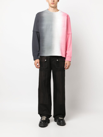 Shop Sacai Gradient-effect Cotton Sweatshirt In Grey